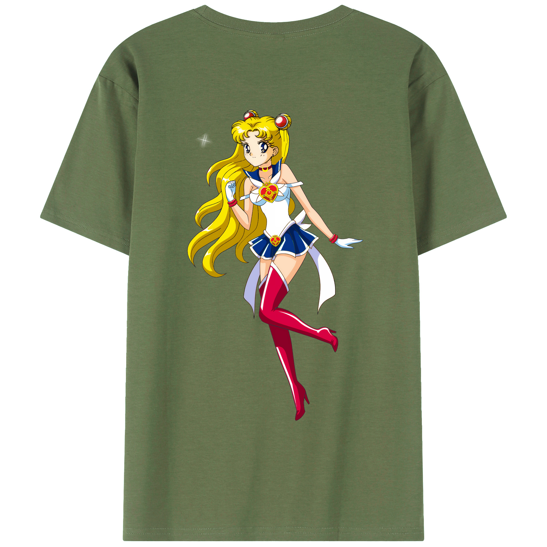 （画像用） 美少女戦士セーラームーン 月野 うさぎ つきの うさぎ Sailor Moon Tsukino Usagi 綿100％ メンズ半袖Tシャツ（バックプリント） 通気性